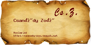 Csanády Zoé névjegykártya